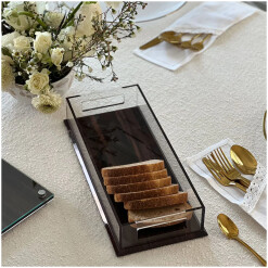Acrylic Serving Tray  Rectangle Wood-look Base